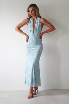 Tara Floral Jacquard Maxi Dress | Blue Black Tie Bridesmaids, Sophisticated Cocktail Dress, Blue Wedding Guest Dresses, Chic Bodycon Dress, White Bridal Dresses, Light Blue Wedding, Maxi Dress Wedding Guest, White Bridesmaid Dresses, Formal Dress Shops