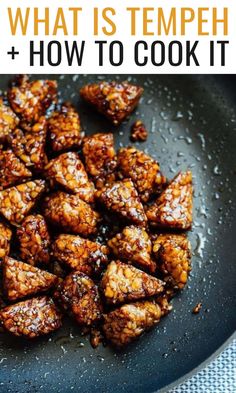 what is tempeh and how to cook it in a skillet with text overlay