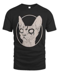 Preshrunk t-shirt in 100% cotton. Seamless twin needle 7/8" collar. Taped neck and shoulders. Rolled forward shoulders for better fit. Twin needle sleeve and bottom hems. Quarter-turned to eliminate centre crease. Satanic Clothing, Satanic Shirt, Sphynx Cat, Sphynx, Pastel Goth, Women T Shirt, Black Metal, Color Matching, Pastel