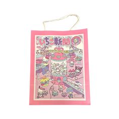 a pink shopping bag with hello kitty on it