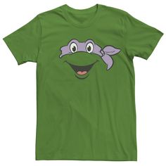 a green t - shirt with an image of a smiling frog