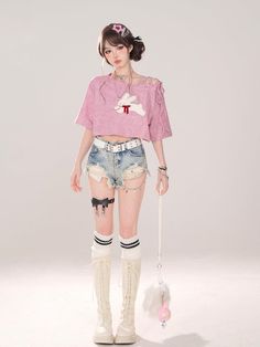 ❤Off-the-shoulder design rabbit cropped T-shirt

Pre-order items】 【Pre-order items❤︎ Realistic Reference, Pink Shirt Outfit, New Crop Top, Modeling Poses, Pop Outfits, Persian Fashion, Girly Outfit, Female Outfits, Style Kawaii