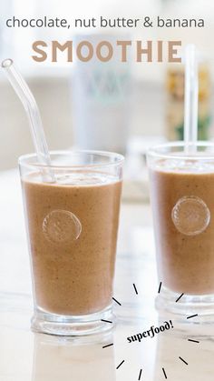 Chocolate peanut butter smoothie Non Dairy Smoothie, Chocolate Peanut Butter Banana Smoothie, Chocolate Breakfast Smoothie, Healthy Chocolate Smoothie, Chocolate Drink Recipes, Healthy Chocolate Peanut Butter, Best Smoothies, Peanut Butter Banana Smoothie