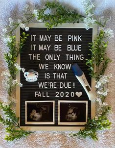 a sign that says it may be pink, it may be blue the only thing we know is that we're due fall 2020