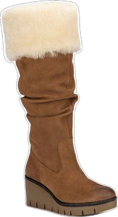 Brown Boots With Faux Fur Trim, Casual Shearling Boots With Faux Fur Trim, Casual Boots With Faux Fur Trim, Casual Boots With Faux Fur Trim And Shearling, Brown Boots With Faux Fur Trim For Cold Weather, Casual Boots With Faux Fur Trim In Shearling, Winter Suede Boots With Faux Fur Trim, Winter Mid-calf Suede Boots With Suede Lining, Winter Suede Mid-calf Boots With Suede Lining