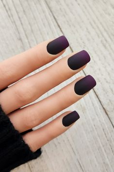 Your order will contain a full set of press on nails (unless you're providing your nail sizes for custom sizing) with purple/black ombre effect. Vampy Nails, Black Ombre, Ombre Effect, Purple Nails, Square Nails, Gorgeous Nails, Ombre Nails