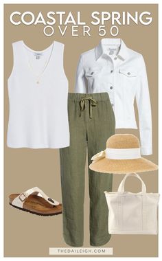 2024 spring coastal outfits for women over 50 Coastal Wear Women, Coastal Fashion Women, Summer Outfits For Women Over 60 Casual, Coastal Chic Fashion, Grandma Outfit Ideas, Coastal Fashion Summer, Coastal Wardrobe, Grandma Outfit, Coastal Outfits