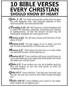 the ten bible verses every christian should know by heart, with text above it