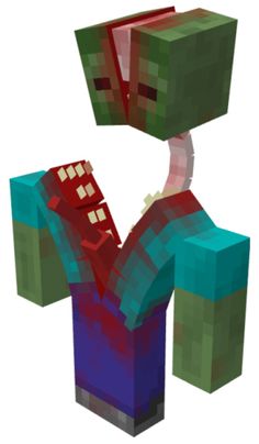 a stylized image of a red and green blocky object with two blocks sticking out of it's sides