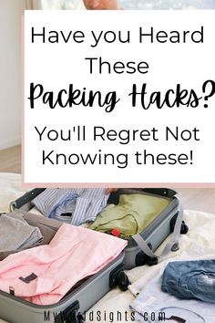 an open suitcase with clothes in it and the words have you heard these packing tasks?