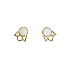 3-in-1 Lotus Ear Jackets - Carolyn Hearn Designs Howlite Stone, Stone Gold