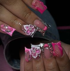 @THEBRIANNAA ☆ Y2k Birthday Nails, Nail Pics, Summer Acrylic, Decal Codes, Duck Nails, Drip Nails, Colored Acrylic Nails