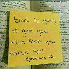 a yellow sign that says god is going to give you more than you asked for epiphan's 3 20