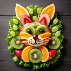 an animal made out of fruits and vegetables