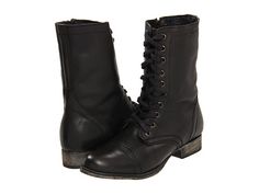 Steve Madden Troopa Steve Madden Troopa Boots, Steve Madden Combat Boots, Low Heel Booties, Short Black Boots, Steve Madden Boots, Lace Up Combat Boots, Black Ankle Booties, Military Boots, Romanoff