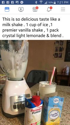 the blender is full of milk and other ingredients for making ice cream in it