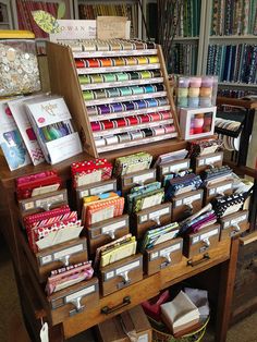 an assortment of craft supplies on display in a store