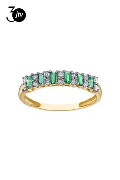 10K Yellow Gold Baguette Emerald and Diamond Ring .39ctw Emerald And Diamond Ring, 10k Gold, Diamond Ring, Gold Jewelry, Emerald, Yellow Gold, Ring, Yellow, Gold