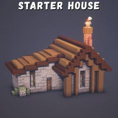 an image of a small house made out of wood and bricks with the words starter house above it