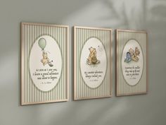 three winnie the pooh wall hangings with quotes