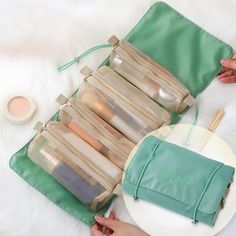 Four In One Makeup Bag, Travel Bag, Not Including Cosmetics, Makeup Cosmetic Bag Travel Organizer For Accessories, Shampoo, Full Sized Container, Toiletries Specification: Color: Green Material: Polyester Product size: 23x16cm/9.05x6.3in Packing size: 24x20x1cm/9.45x7.87x0.39in Net weight: 105g/0.23lbs Gross weight: 105kg/0.23lbs Features: 4 BAGS IN 1: Includes four removable toiletry cases in one roll up travel toiletry bag. 4 Compartment (removable) Roll-Up Makeup Bag for Travel, Personal Care Carry On Toiletries, Makeup Bag Travel, Cosmetic Bag Organization, Makeup Storage Bag, Large Cosmetic Bag, Travel Organizer, Toiletry Bag Travel, Purple Bags, Travel Cosmetic Bags