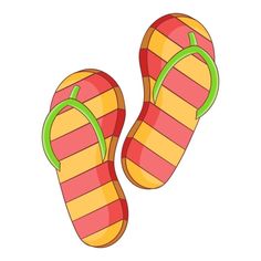 a pair of colorful flip flops on a white background