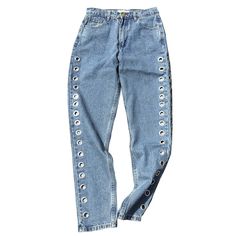 Holed Up Grommet Jeans boogzel apparel 90s Fashion Summer, Egirl Fashion, Baby Tees Y2k, Y2k Baby Tee, Jeans Y2k, Aesthetic Look, Jeans Outfit, Summer Fashion Outfits, Hip Hop Fashion