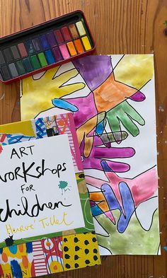 art works for children with watercolors and crayons