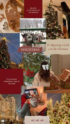 a collage of photos with christmas decorations and words on them that say it's beginning to look like christmas