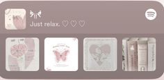 an image of some cards with hearts and flowers on them that say, just relax