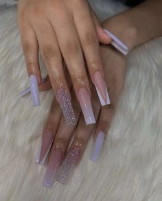 Klaws Nails Acrylic, Klaws Nails, Light Purple Nails, Tapered Square Nails, Lavender Nails, Sweater Nails