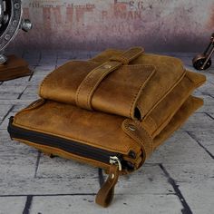 Woosir Vintage Genuine Leather Messenger Bag for Men Cheap Leather Satchel For On-the-go, Vintage Large Capacity Satchel For On-the-go, Men’s Satchel, Brown Vintage Satchel For On-the-go, Rugged Leather Bag With Zipper Pocket, Rugged Brown Bag With Zipper Pocket, Messenger Bag For Men, Vintage Messenger Bag, Belt Pack