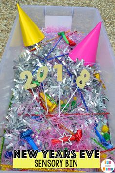 new year's eve party favors in a bin