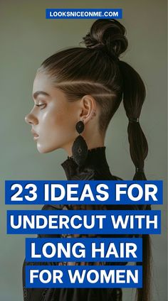 Undercut with Long Hair for Women: 23 Edgy and Elegant Hairstyle Ideas Undershave Long Hair, Long Haircut Edgy, Undercut On Women With Long Hair, Wedding Hair Undercut, Undercut Hair Women, Undercut Ponytail Women, Long Curly Hair Undercut, Undercut Women Long Hair Ponytail, Shaved Undercut Long Hair