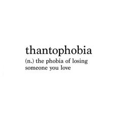 the words thantophobia in black and white are shown on a white background