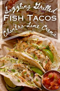 fish tacos with salsa on the side