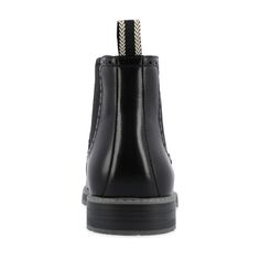 Introducing the Thorpe chelsea boot by Vance Co. These suave boots are made with premium vegan leather for an upscale look. With a comfortable 12 mm Tru Comfort Foam™ insole and a convenient pull-on silhouette with stretch gore accents, they offer both comfort and ease of wear. The 1-inch block heel, round-toe shape, and wingtip detailing give these classic chelsea boots a touch of sophistication. Closed Toe Shoes, Black Chelsea Boots, Round Toe Heels, Mens Shoes Boots, Chelsea Boot, On Shoes, Fashion Boots, Chelsea Boots, Fitness Fashion