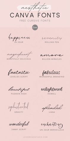 some type of font that is in different colors and sizes, with the words canva font