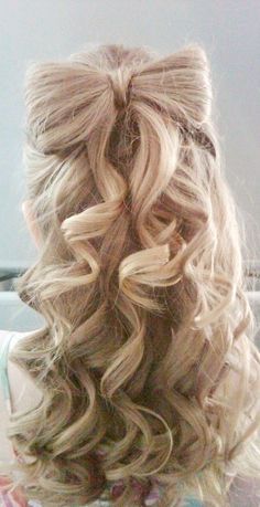 Prom Hairstyle With Hair Bow Curly Homecoming Hairstyles, Easy Homecoming Hairstyles, Braids Pictures, Dance Hairstyles, Long Blonde, Half Up Hair, Long Blonde Hair