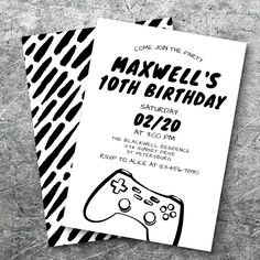 an image of a birthday party card with a video game controller on the front and back