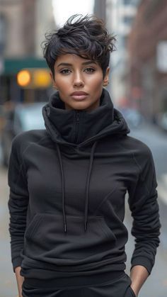 Short Funky Hairstyles, Rihanna Pixie Cut, Pixie Cut With Long Bangs, Butterfly Haircut, Short Hair Images, Short Hair Pixie Cuts, Short Sassy Hair, Edgy Short Hair, Sassy Hair