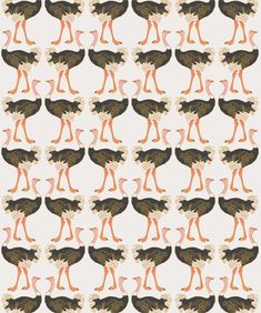 an ostrich pattern is shown on a white background