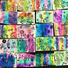 art project for kids using watercolor paper and colored pencils to make their own drawings