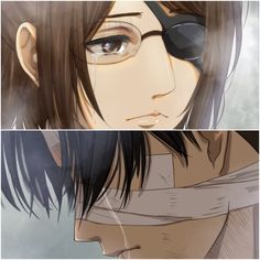 two anime characters, one with glasses and the other without