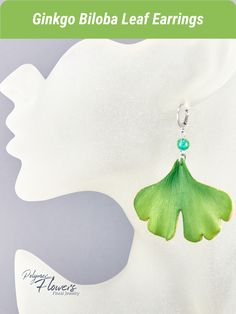 $23.00 • Earrings with leaves of Ginkgo Biloba for lovers of plant jewelry. Large green earrings - good choice for summer, rest and having fun. The earrings are very light and comfortable to wear. This pair will be nice gift for her, especially if she's botanical jewelry lover. #Largegreenearrings #Handmadeginkgo #lightweightearrings Green Leaf-shaped Sterling Silver Earrings, Nickel-free Green Leaf-shaped Jewelry, Nature-inspired Hypoallergenic Green Jewelry, Green Hypoallergenic Nature-inspired Jewelry, Nature-inspired Green Hypoallergenic Jewelry, Green Leaf-shaped Earrings For Pierced Ears, Handmade Green Leaf-shaped Earrings, Green Leaf-shaped Jewelry With Matching Earrings, Green Leaf-shaped Earrings For Gift