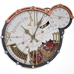 an intricate clock with roman numerals on the face