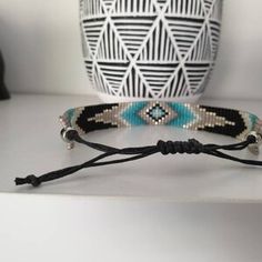 Loom beaded bracelet with waxed cord / Beaded bracelet made | Etsy Miyuki Delica Beads, Delica Beads, Bracelet Making, Beaded Bracelet, The Netherlands, Wrap Bracelet, Turquoise Bracelet, Loom, Netherlands