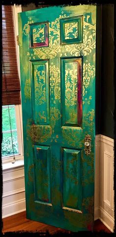 the door is painted green and gold