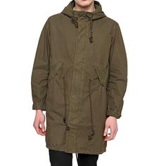 Hooded Coat By Diesel, Featuring Drawstrings To The Hood And A Zip Fastening To The Front With A Press Stud Fastening Overlay. Drawstrings To The Waist With Two Flap Pockets And A Single Vent To The Back. Button Through Pocket Inside. Hooded Khaki Sport Coat With Pockets, Khaki Hooded Sport Coat With Pockets, Functional Khaki Parka With Double-lined Hood, Green Utility Parka With Double-lined Hood, Military Style Utility Jacket With Drawstring Hood For Winter, Urban Khaki Parka With Drawstring Hood, Military Style Winter Parka With Drawstring Hood, Urban Khaki Parka With Double-lined Hood, Diesel Men