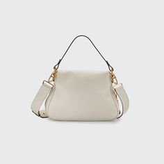 TOM FORD grained calf leather shoulder bag. Flat top handle, 6.7" drop. Removable shoulder strap, 41.7"L. Zip-around fold-over flap. Slip pocket under flap. Expandable zip-around sides. Interior, cotton lining; one zip pocket. 9.5"H x 12.6"W x 6"D. "Jennifer" is made in Italy. Top Handle Saddle Bag With Smooth Grain, White Pebbled Leather Shoulder Bag With Detachable Strap, White Pebbled Leather Bag With Adjustable Strap, Strap Bag, Leather Bag Women, Womens Toms, Flats Top, Black Bag, Flap Bag